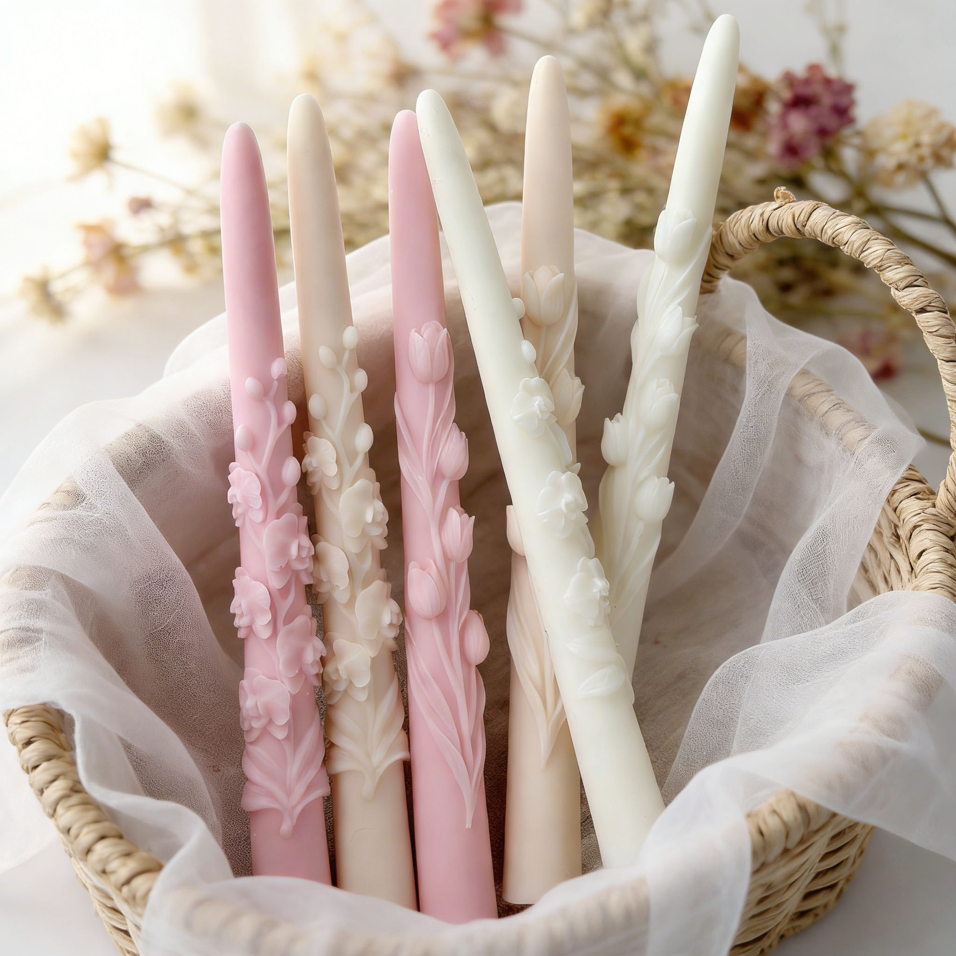 Candle Making Wax Melter - Long Pole Flower Taper Candle Silicone