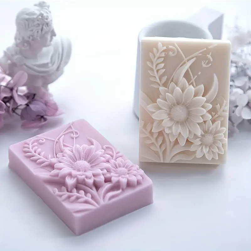 Candle Making Tools - 3D Flower Square Soap Silicone Mold