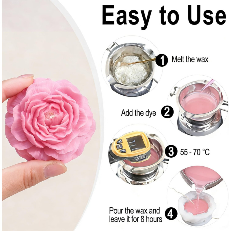 4Flower Candle Mold Set，Used f – Candle Making Wax Melter Bewertung und Preis