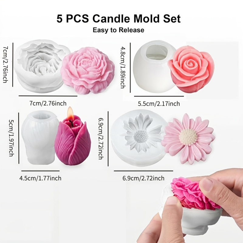 4Flower Candle Mold Set，Used f – Candle Making Wax Melter Bewertung und Preis
